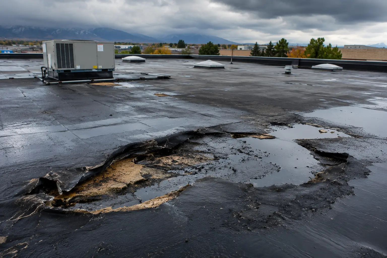Emergency roof repair on a residential home in Reno Nevada