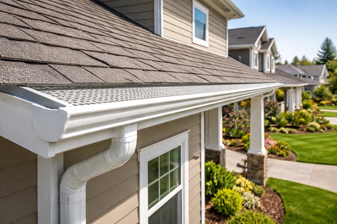 Seamless gutter installation on a residential home in Reno NV