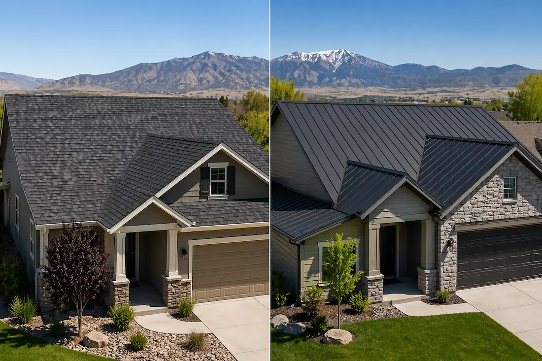 Metal roof vs shingle roof cost comparison on homes in Reno Nevada