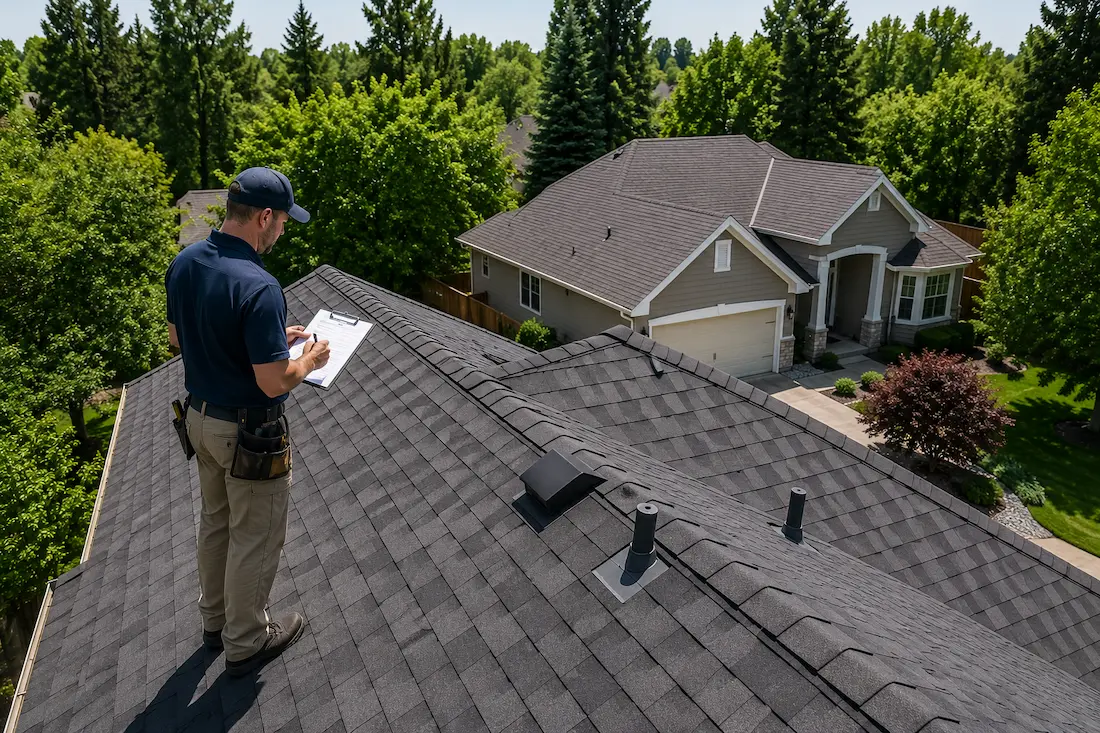 Professional roof certification inspection on a residential home in Reno Nevada