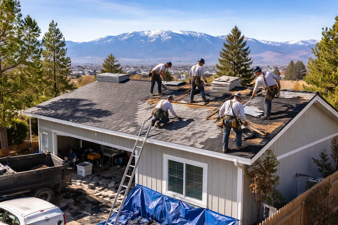 Roof replacement project on a residential home in Reno NV