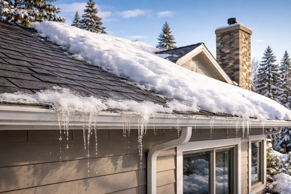 Roof leaks when snow melts on a residential home in Reno NV